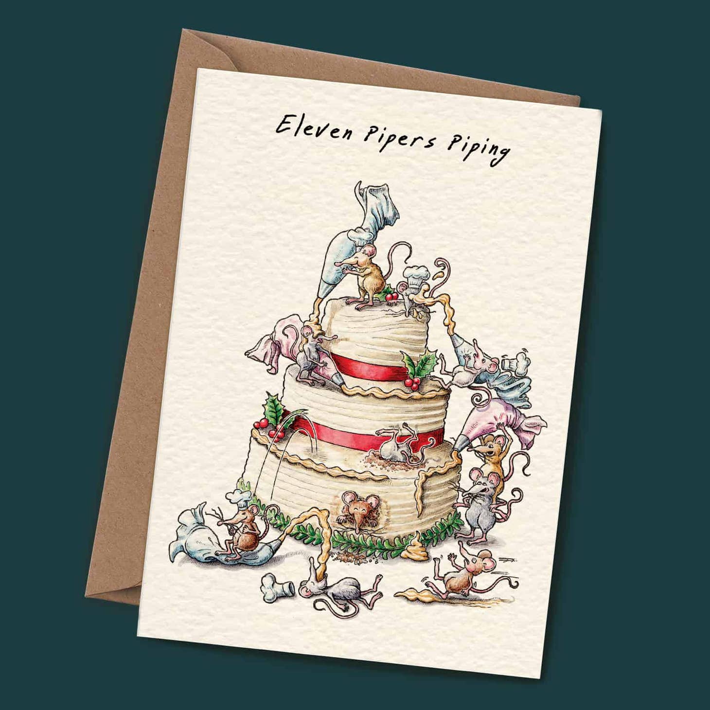Eleven Pipers Piping Chrsitmas Card