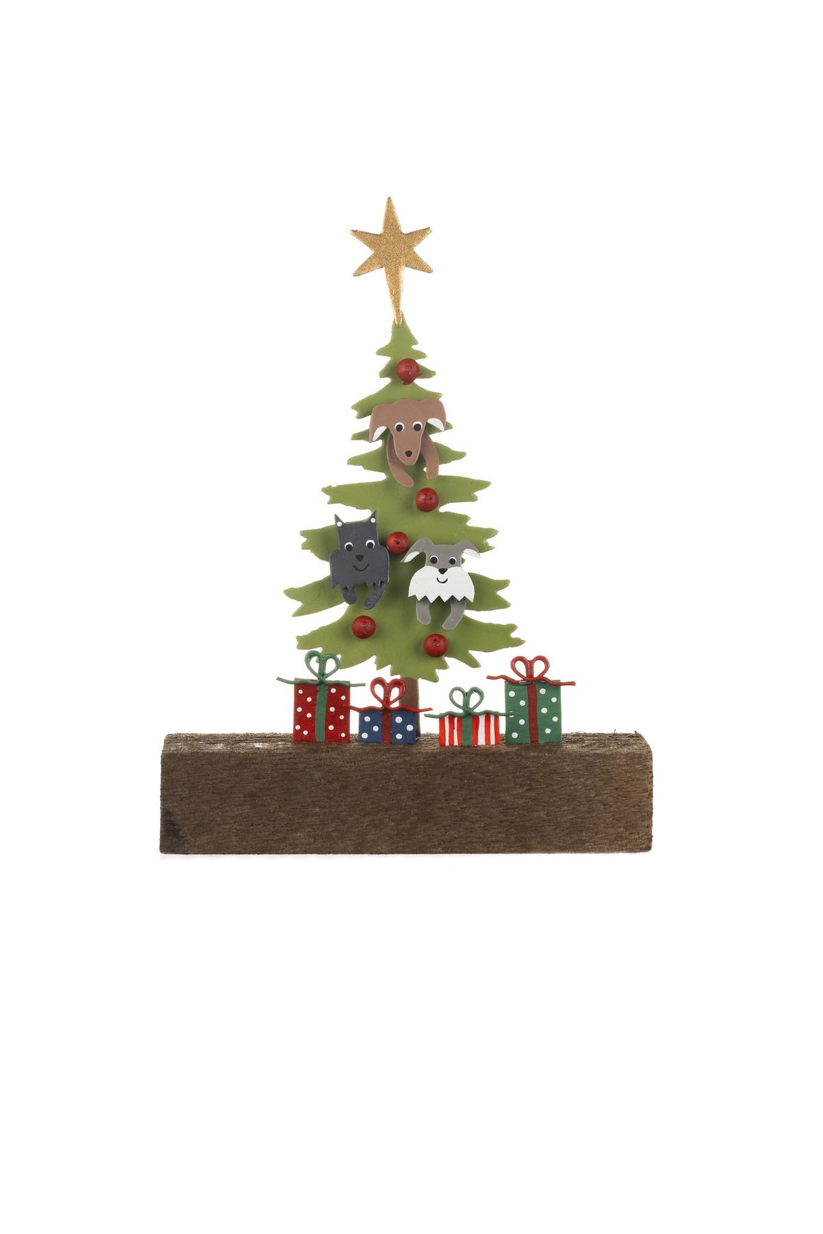 Dogs in Xmas Tree On Block