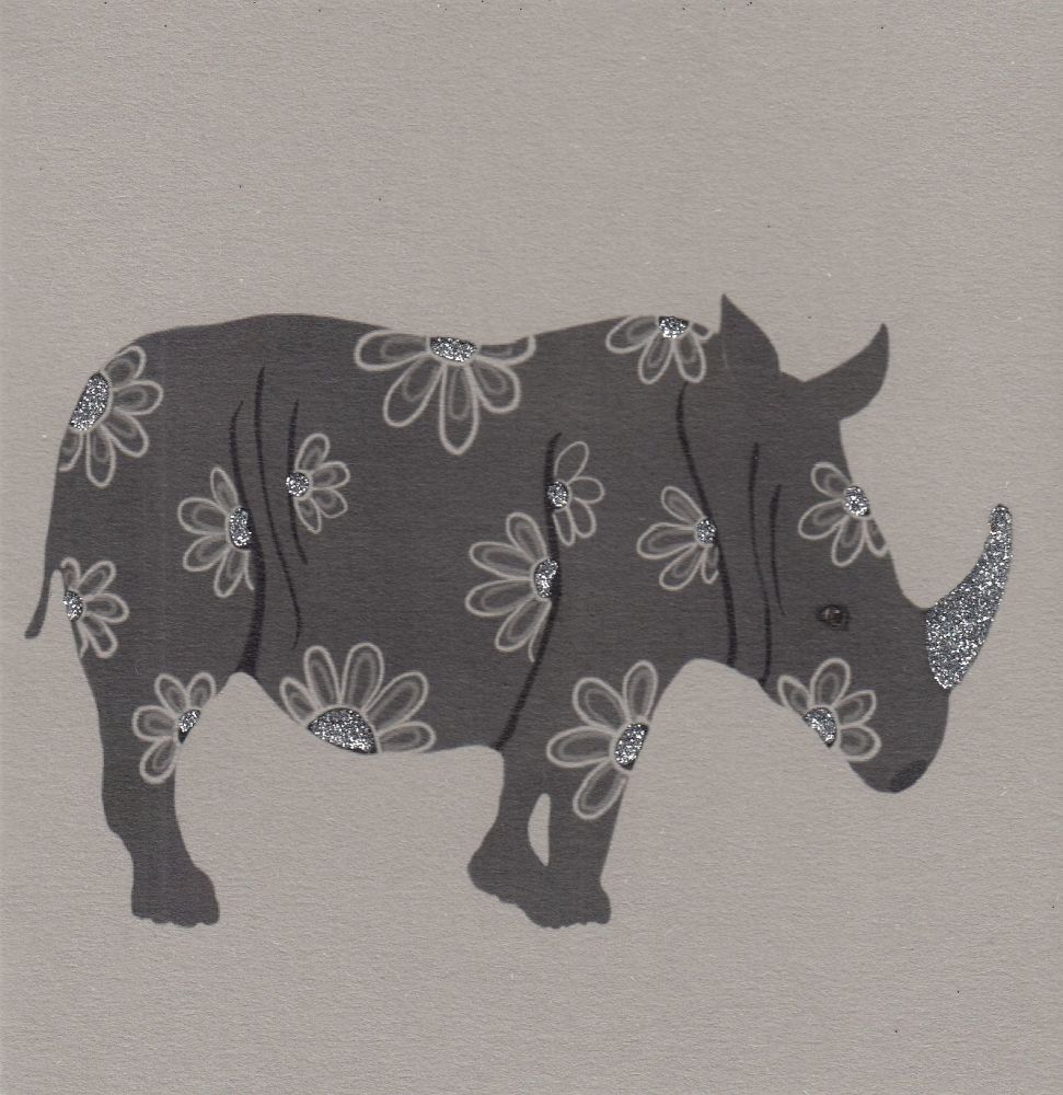Fancy Rhino Hand Decorated Greetings Card