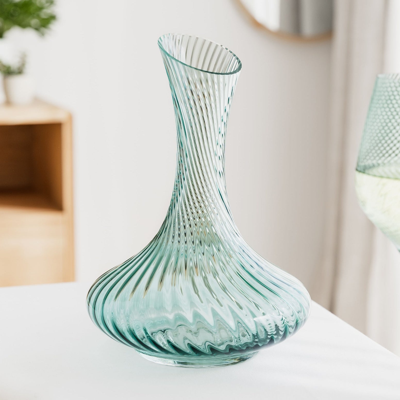 Twist Glass Wine Decanter - Green
