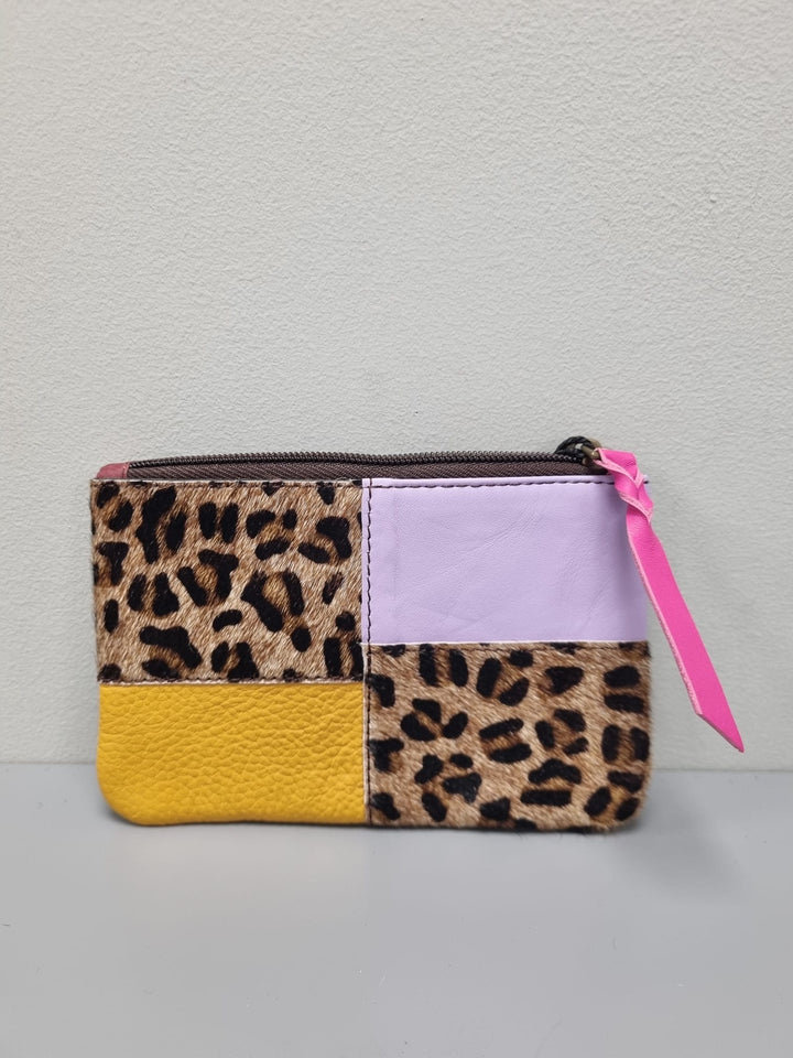 Zahra Pouch Purse - Lilac/Tan And Animal Print