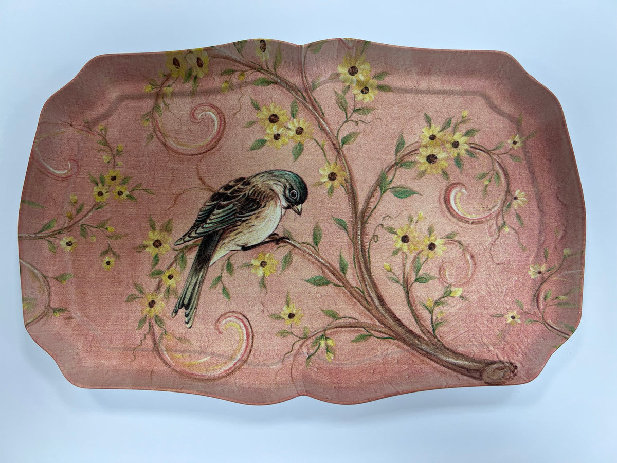 Vintage Bird Trinket Tray, Floral Bird Design