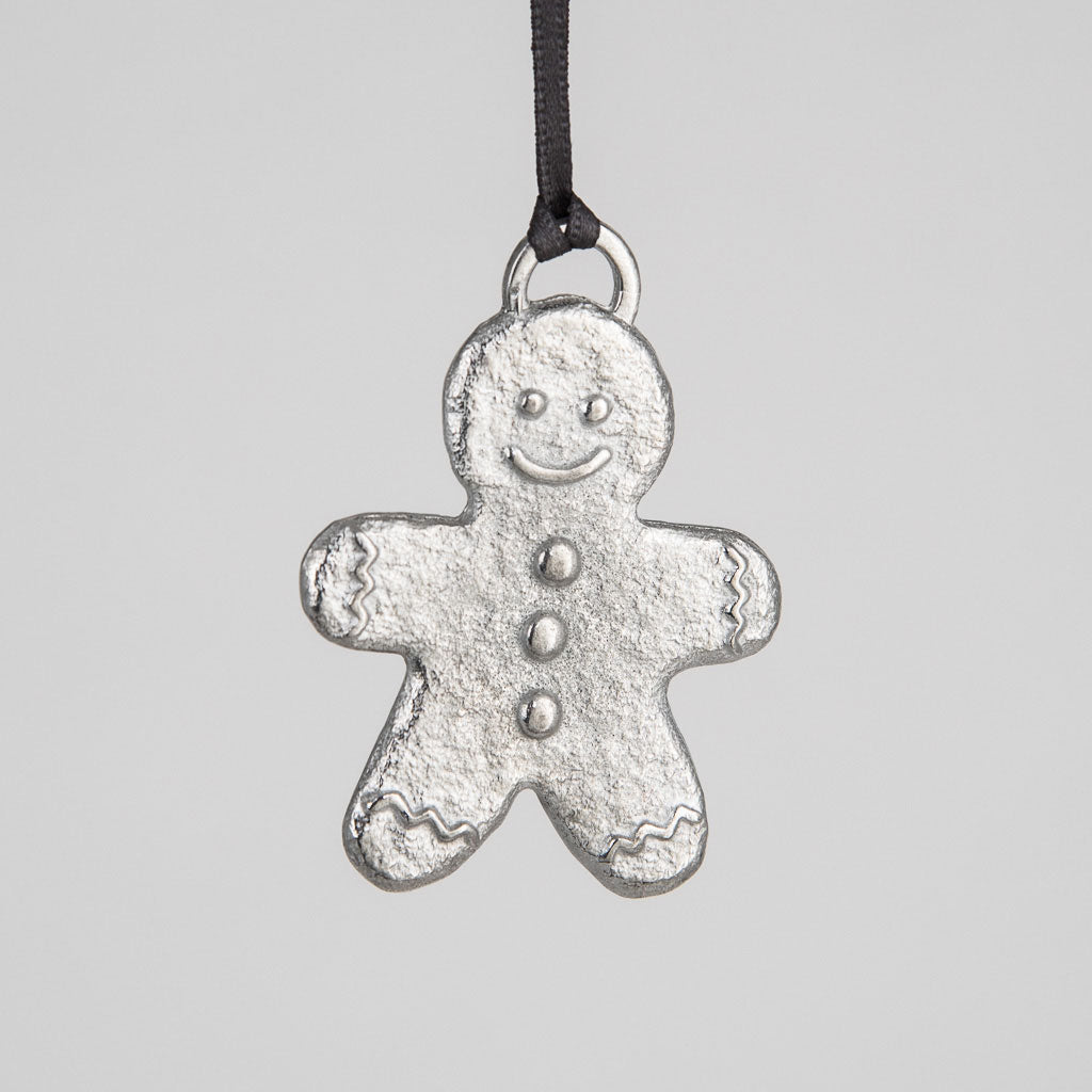 Hand Cast Pewter Gingerbread Man Hanging Decoration