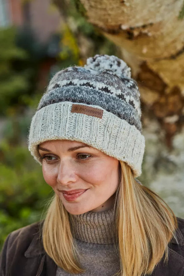 Classic Fairisle Bobble Hat -Natural