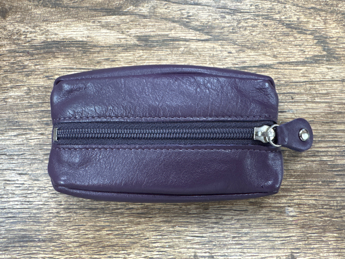 Small Leather Zipper Keyring Pouch