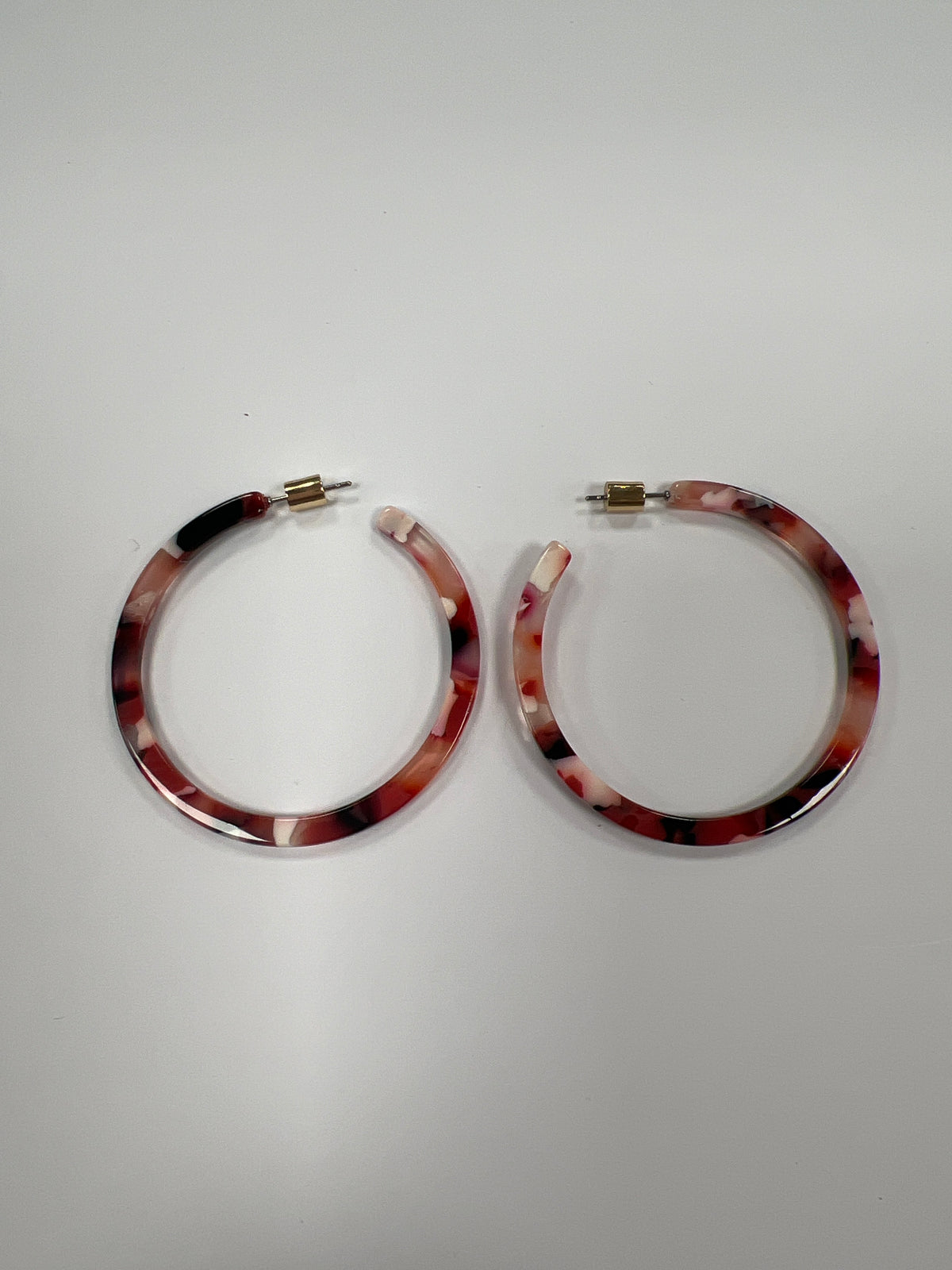 Octavia Resin Statement  Hoop Earrings - Red