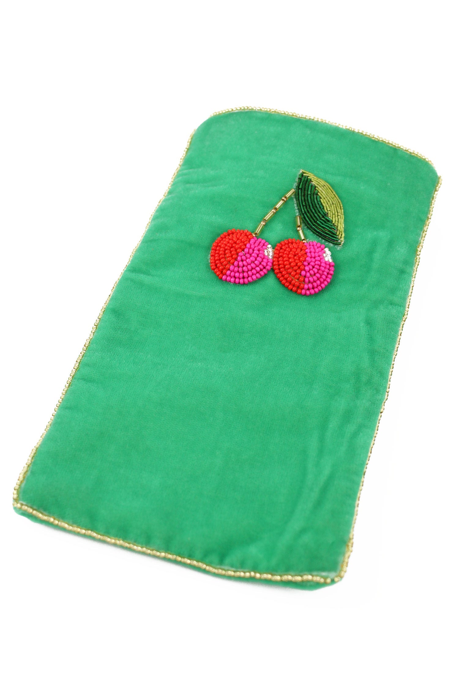 Cherry Motif Beaded Glasses Case