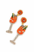 Aperol Sparkle Beaded  Drop Earrings