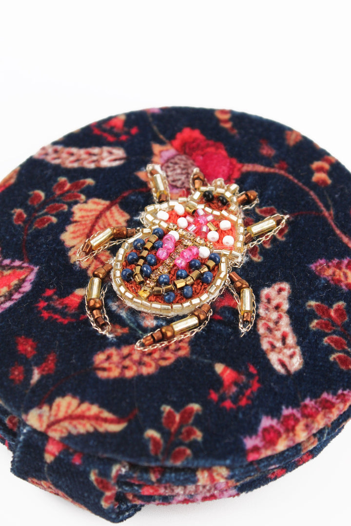 Autumn Beetle Beaded Compact Mirror