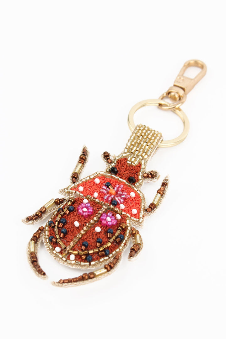 Autumn Beetle Beaded Keyring