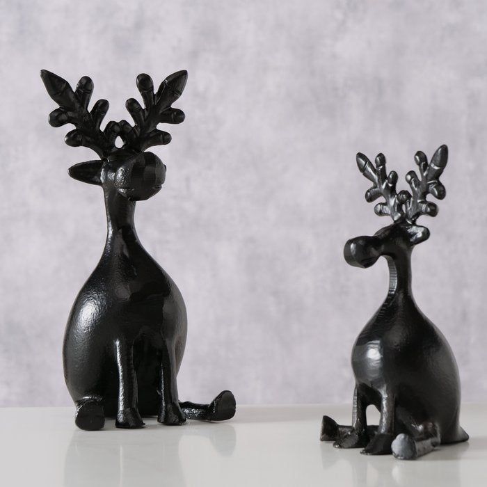 Sitting Reindeer Figurine - Tarnow Black