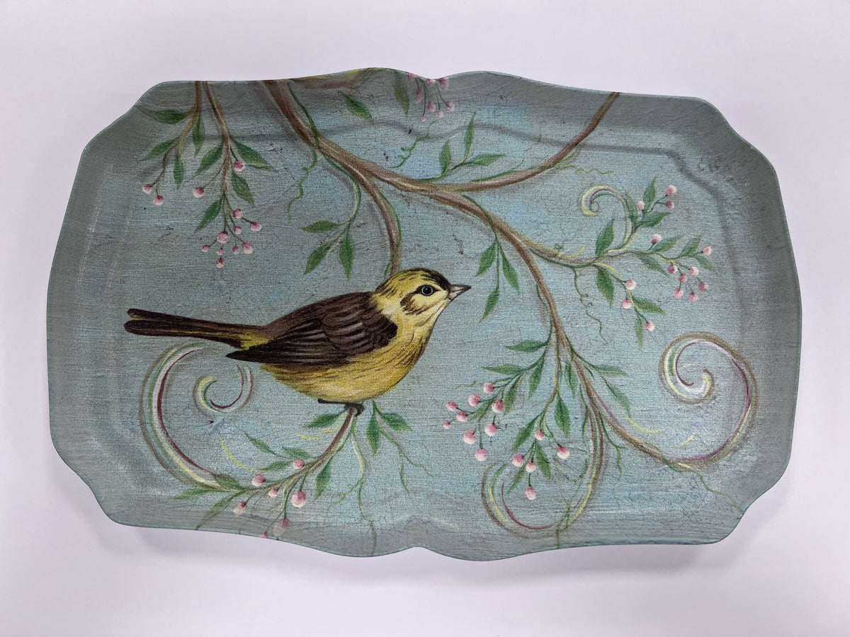 Vintage Bird Trinket Tray, Floral Bird Design