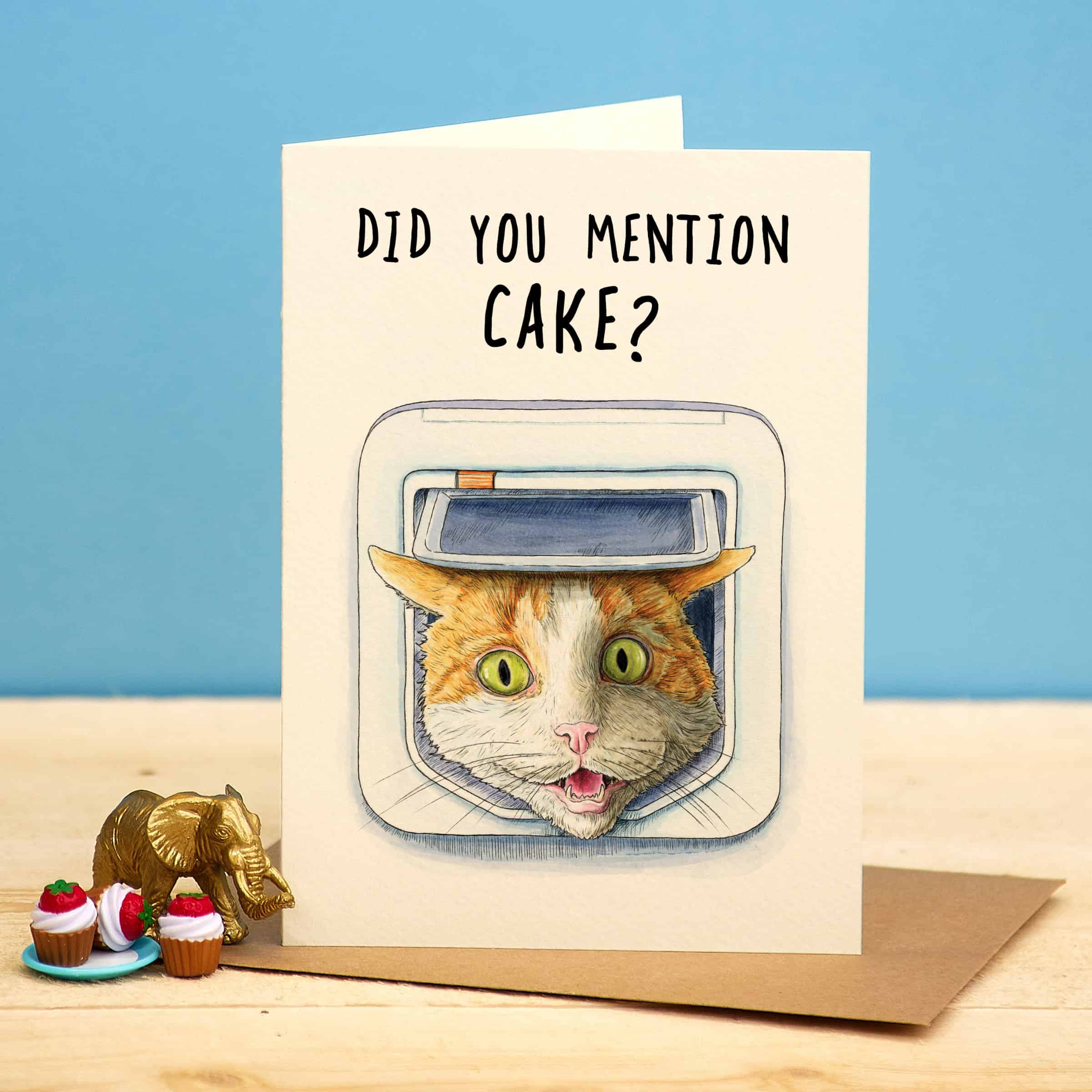 Cake Cat  Flap Greetings Card