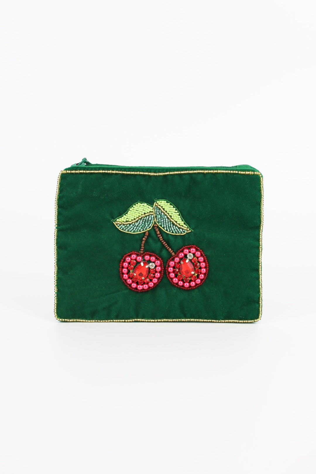 Vintage Red Cherry Beaded Coin Purse