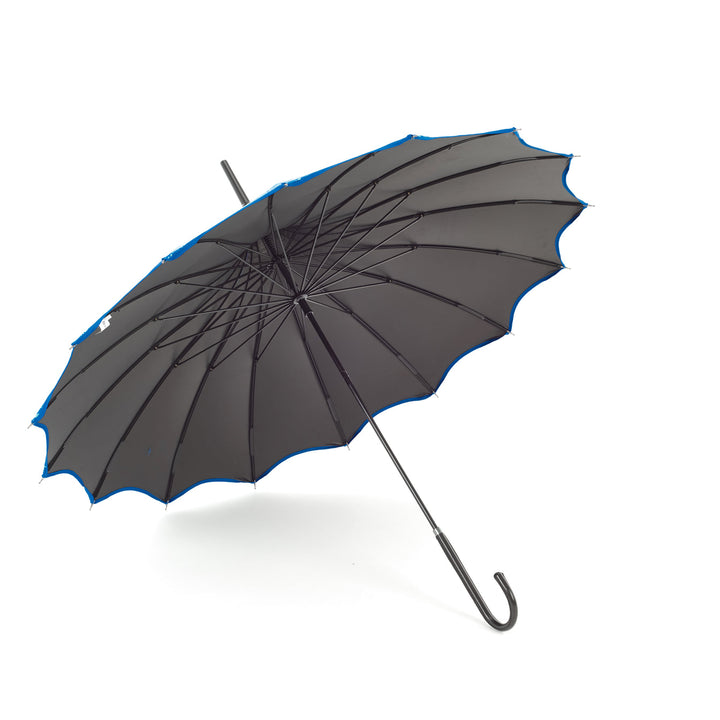 Boutique Pagoda with Scalloped Edge Umbrella - Patterned Teal