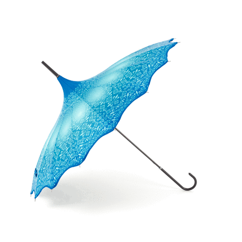 Boutique Pagoda with Scalloped Edge Umbrella - Patterned Teal