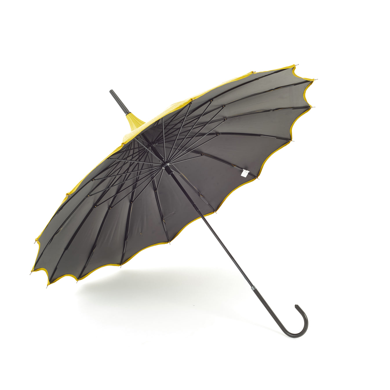 Boutique Pagoda with Scalloped Edge Umbrella - Patterned Yellow