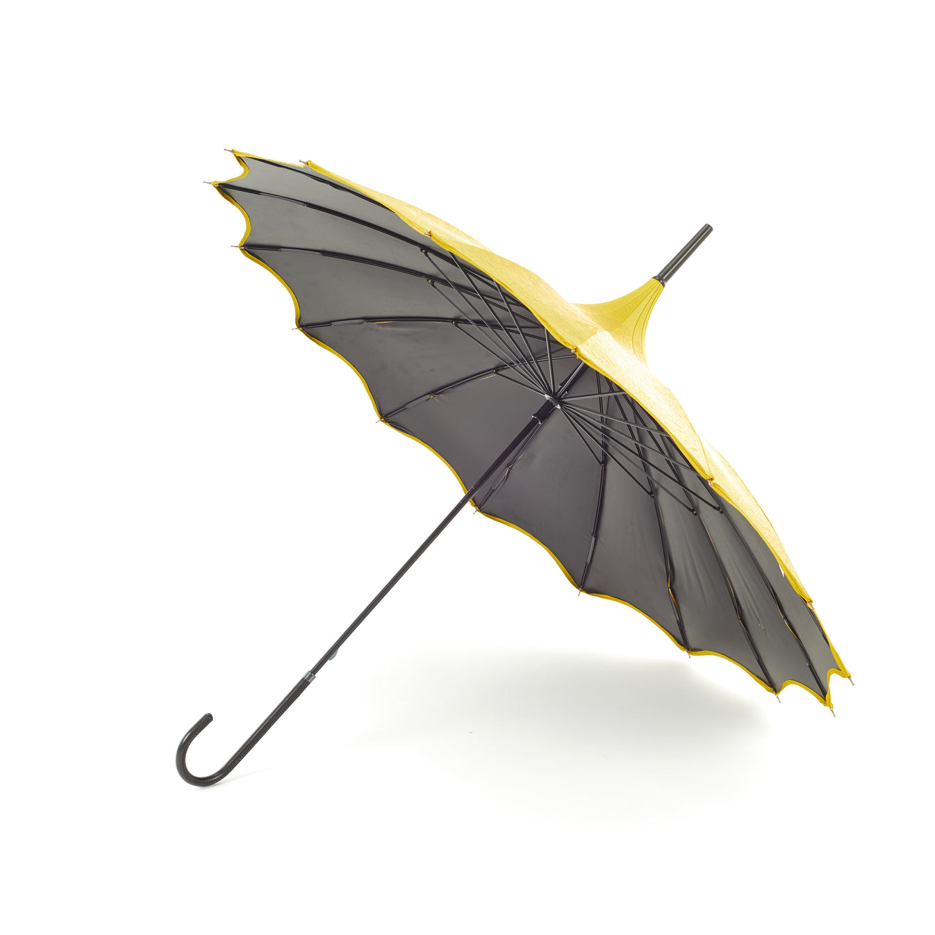 Boutique Pagoda with Scalloped Edge Umbrella - Patterned Yellow