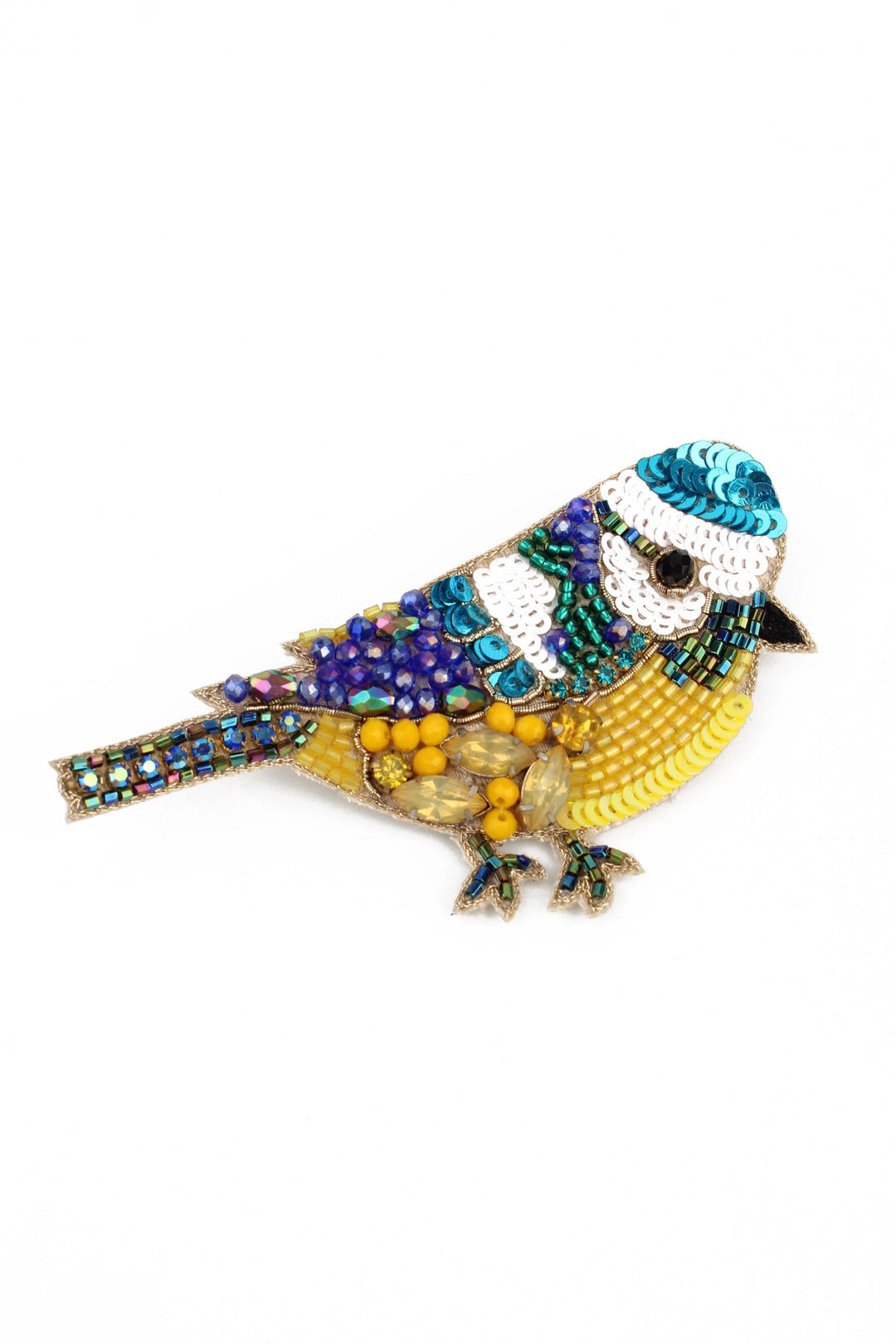 Blue Tit Beaded Brooch