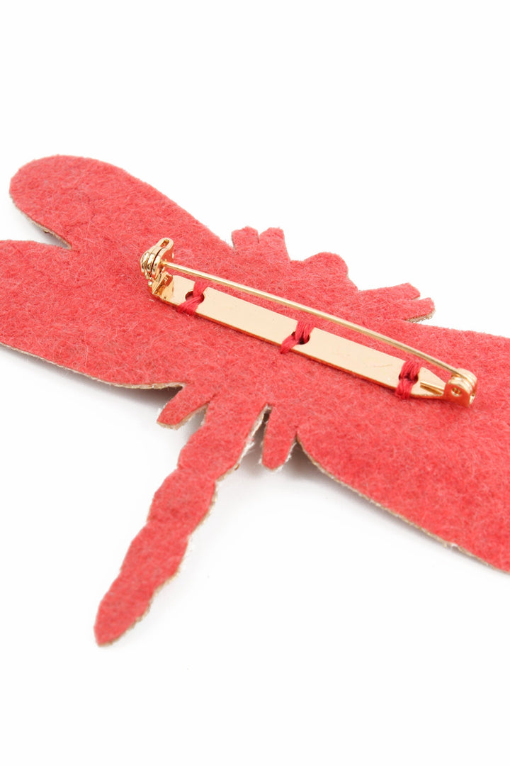 Pink Dragonfly Beaded Brooch