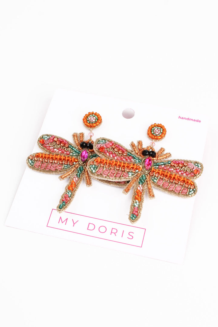 Pink Dragonfly Earrings