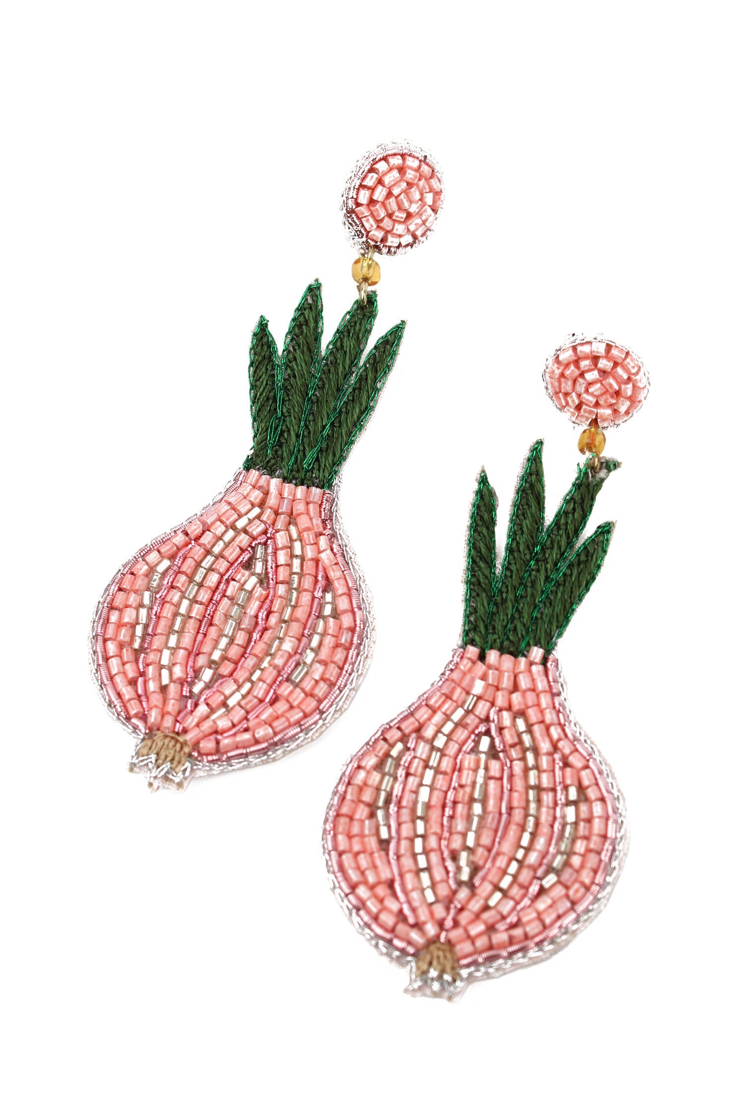 Pink Garlic Beaded Earrings