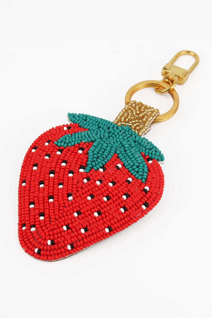 Strawberry Beaded Keyring