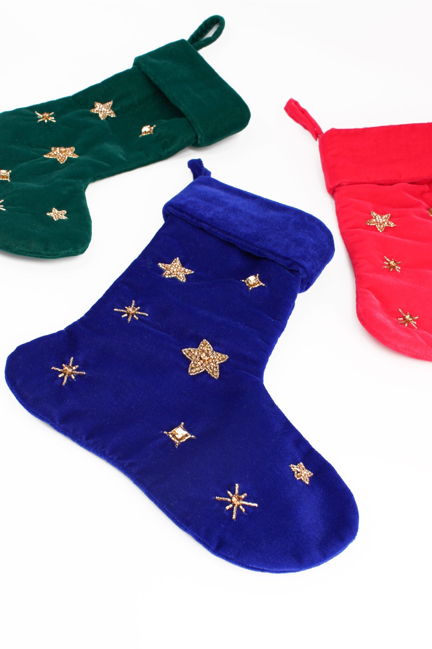 Blue Velvet Gold Star Stocking