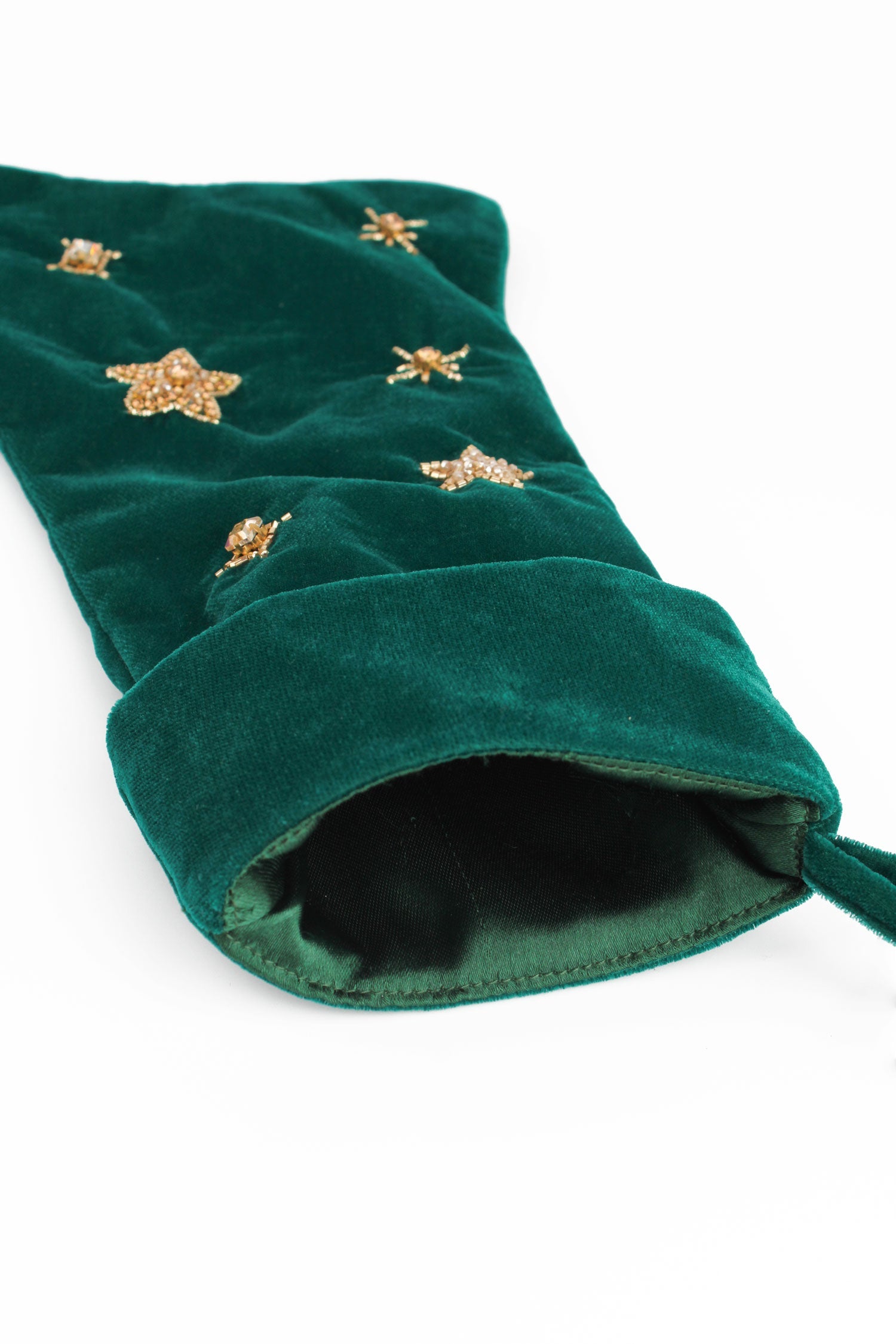 Green Velvet Gold Star Stocking