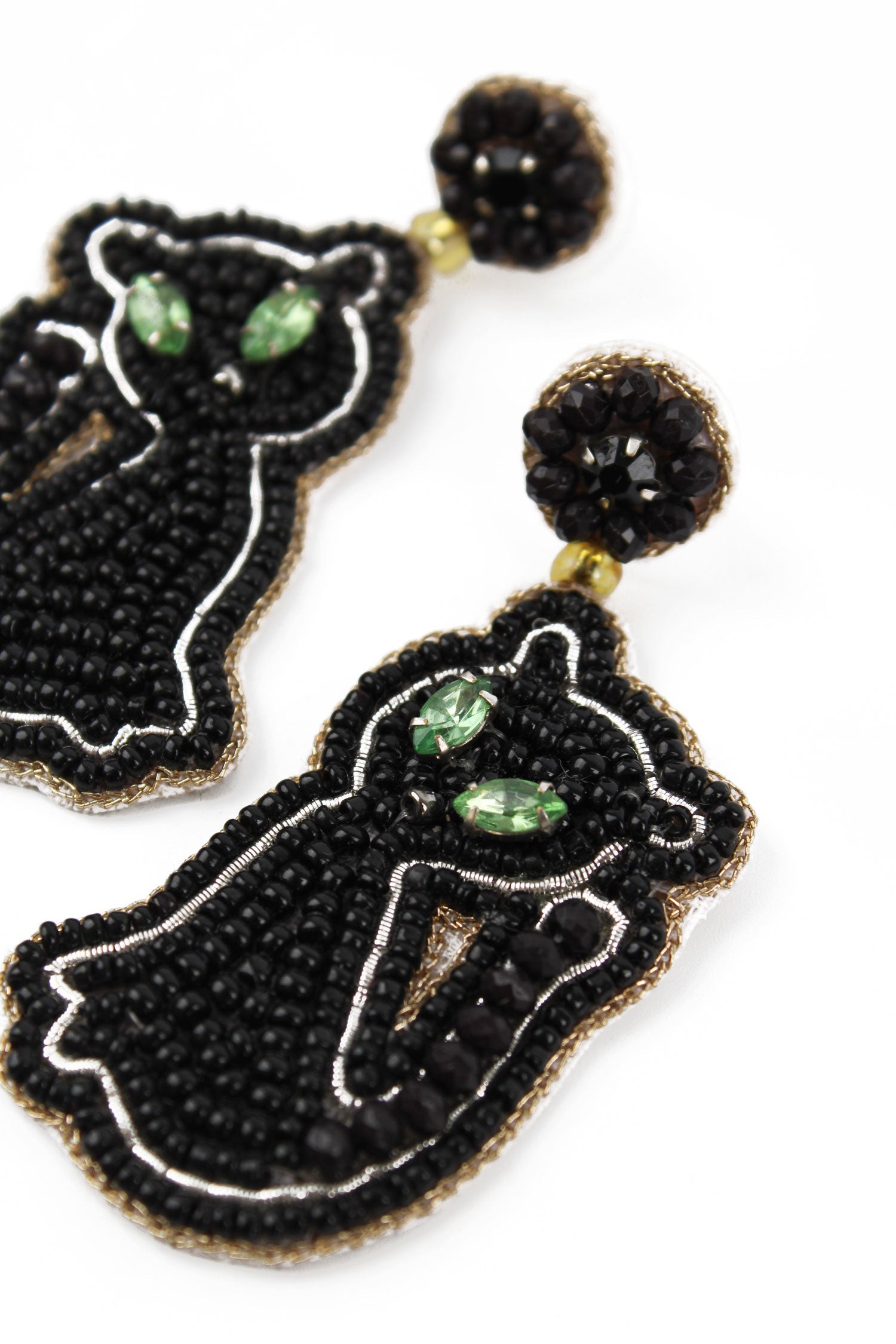Black Cat Drop Earrings