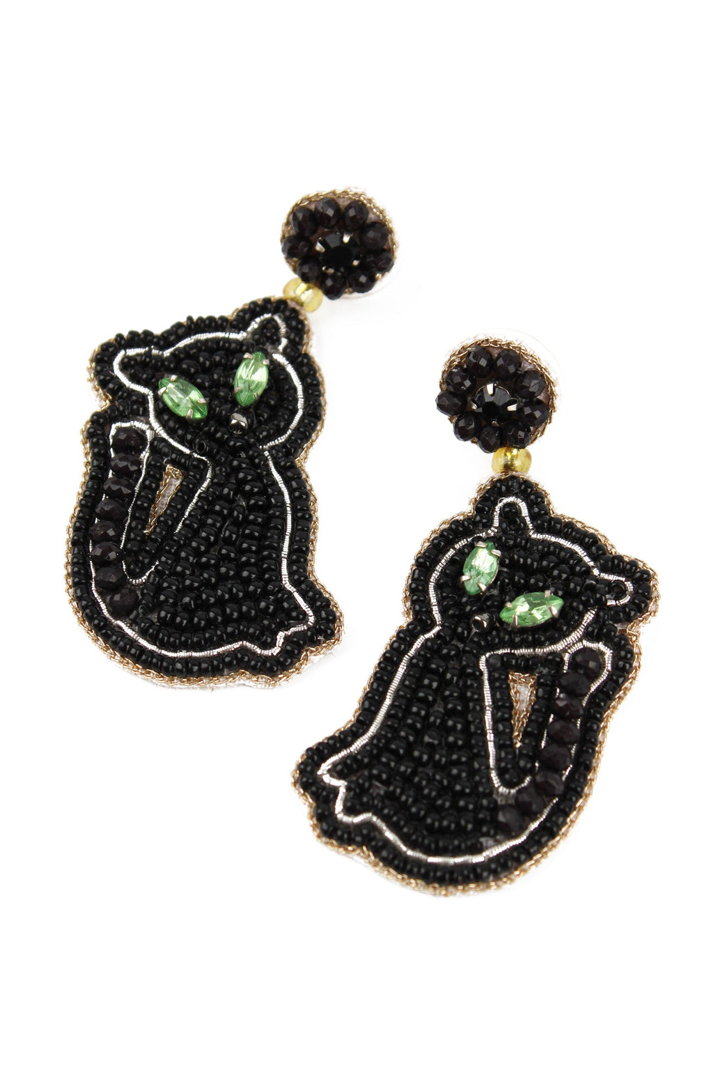Black Cat Drop Earrings