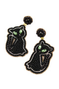 Black Cat Drop Earrings
