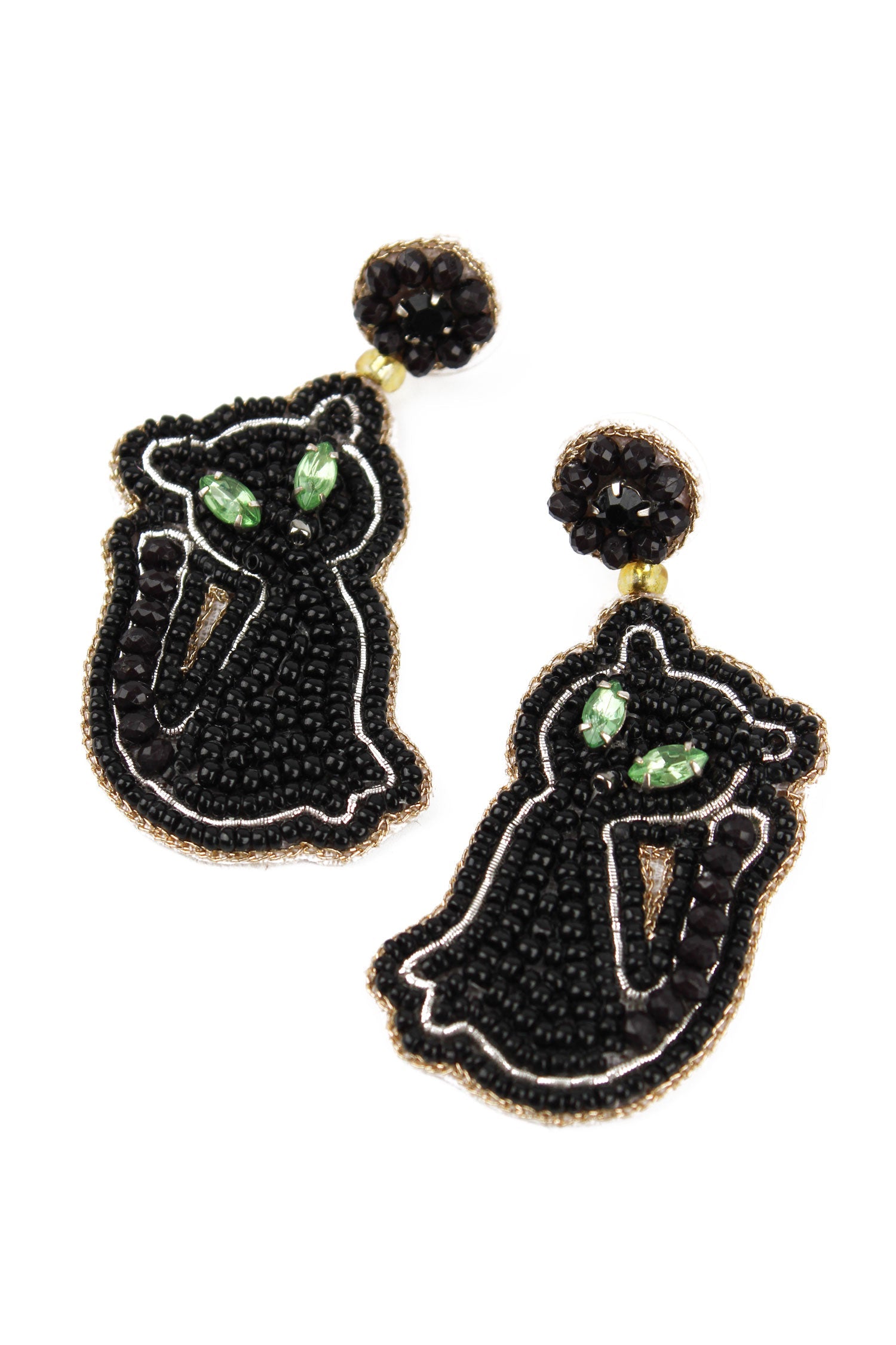 Black Cat Drop Earrings