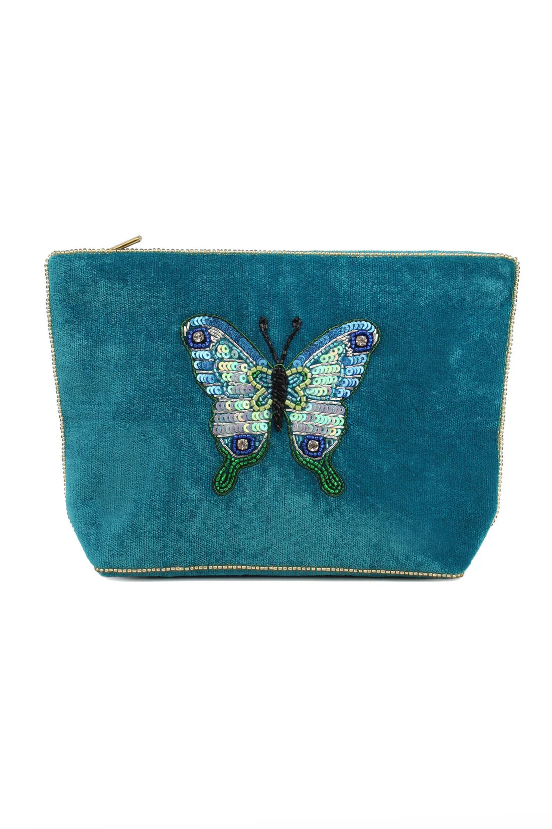 Blue Butterfly Motif Purse - Medium