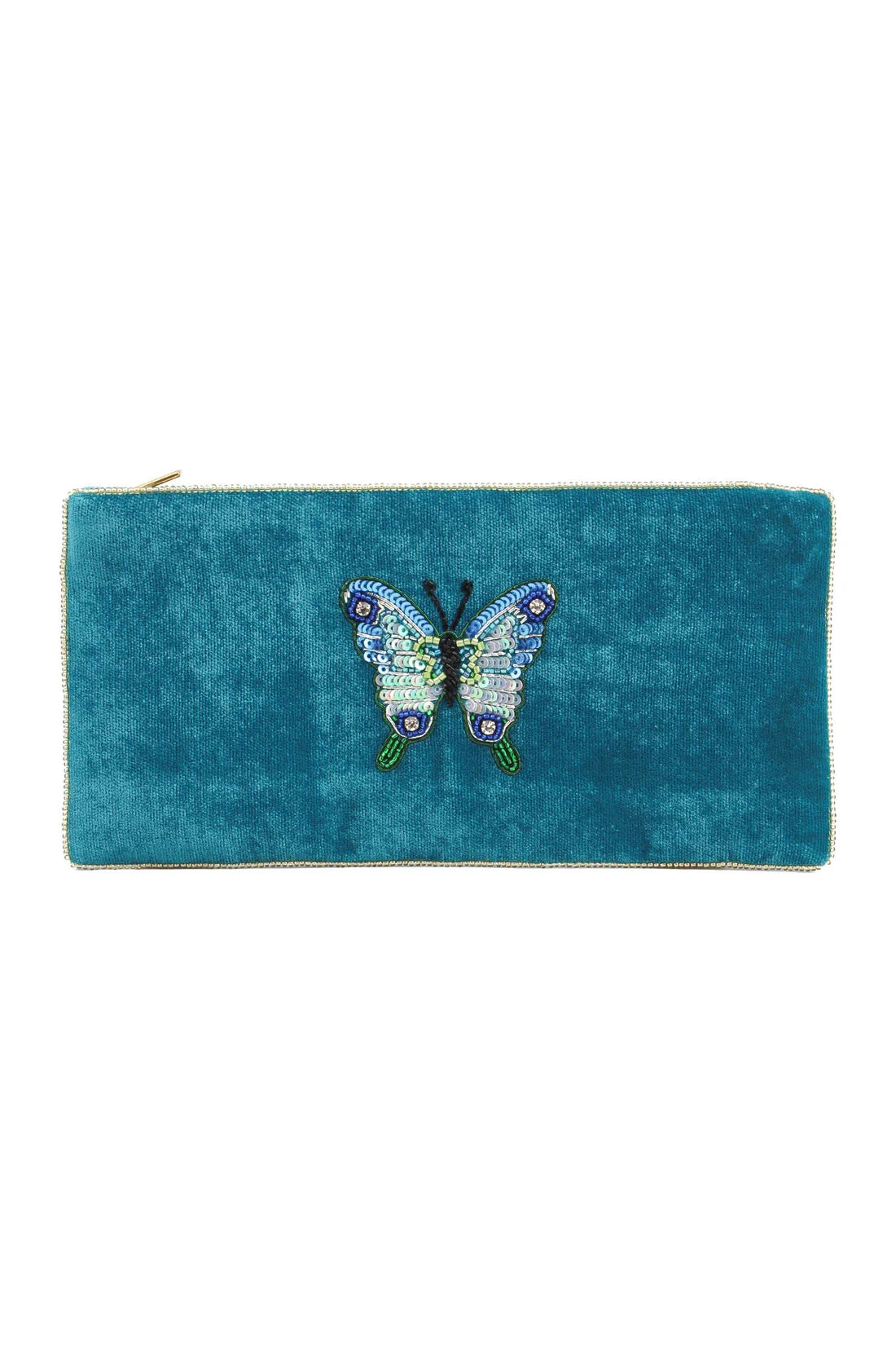 Blue Beaded Butterfly Multi-Use Pouch