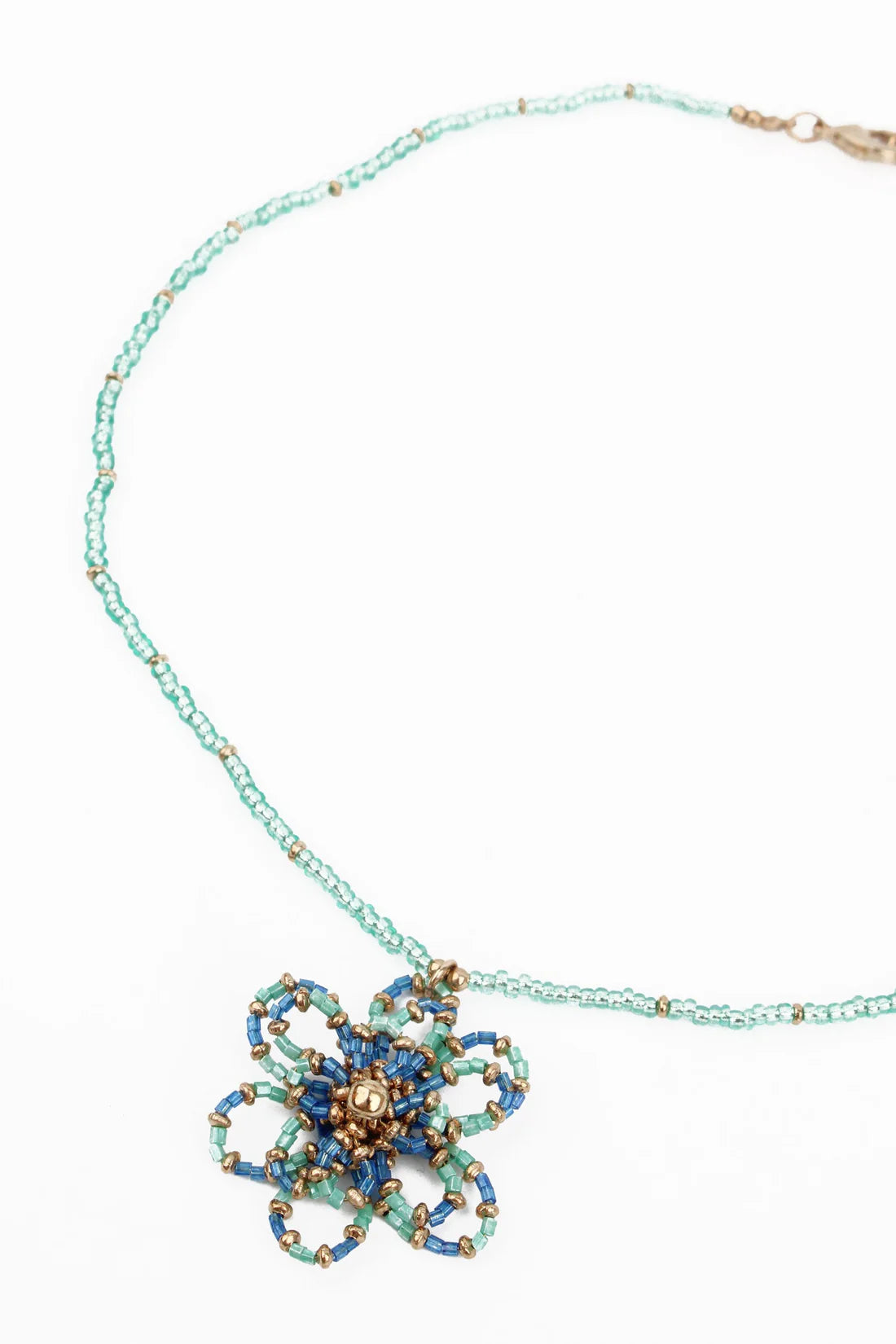 Turquoise Flower Beaded Necklace