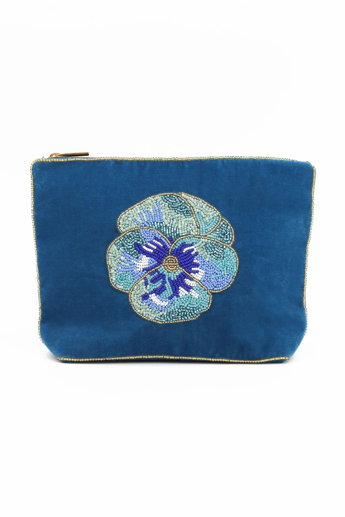 Blue Pansy Purse - Medium