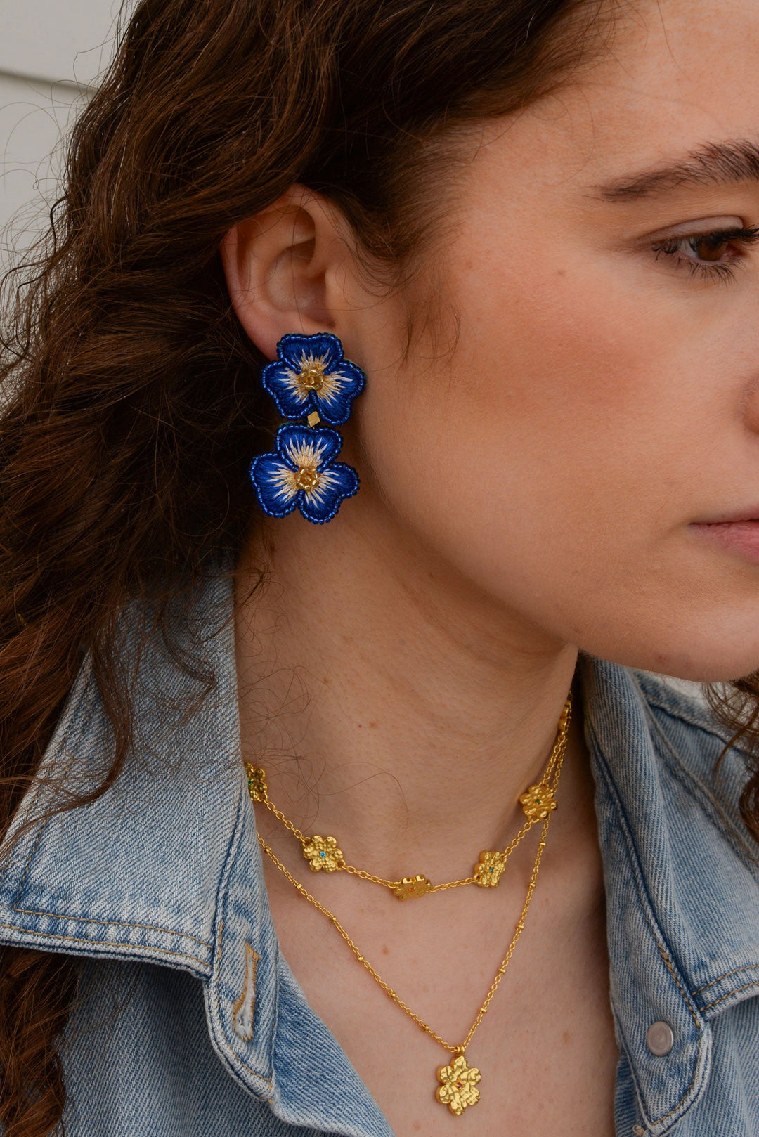 Bright Blue Double Drop Earrings