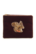 Squirrel Burgundy Velvet Purse