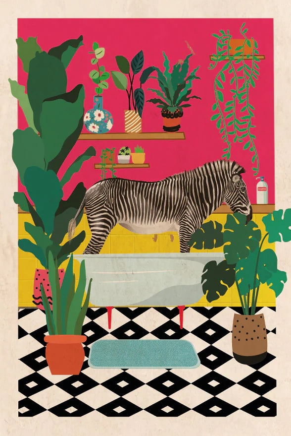 Zebra Bath Time - Print