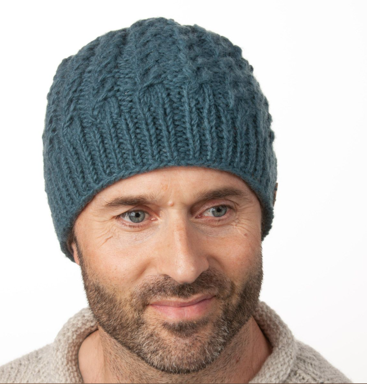 Slate Grey Pure Wool Cable Beanie