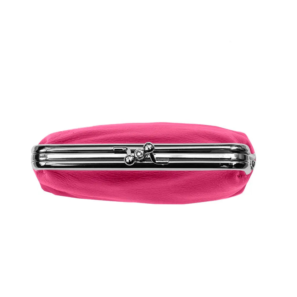 Leather RFID Clip Top Purse – Small Frame Coin Pouch