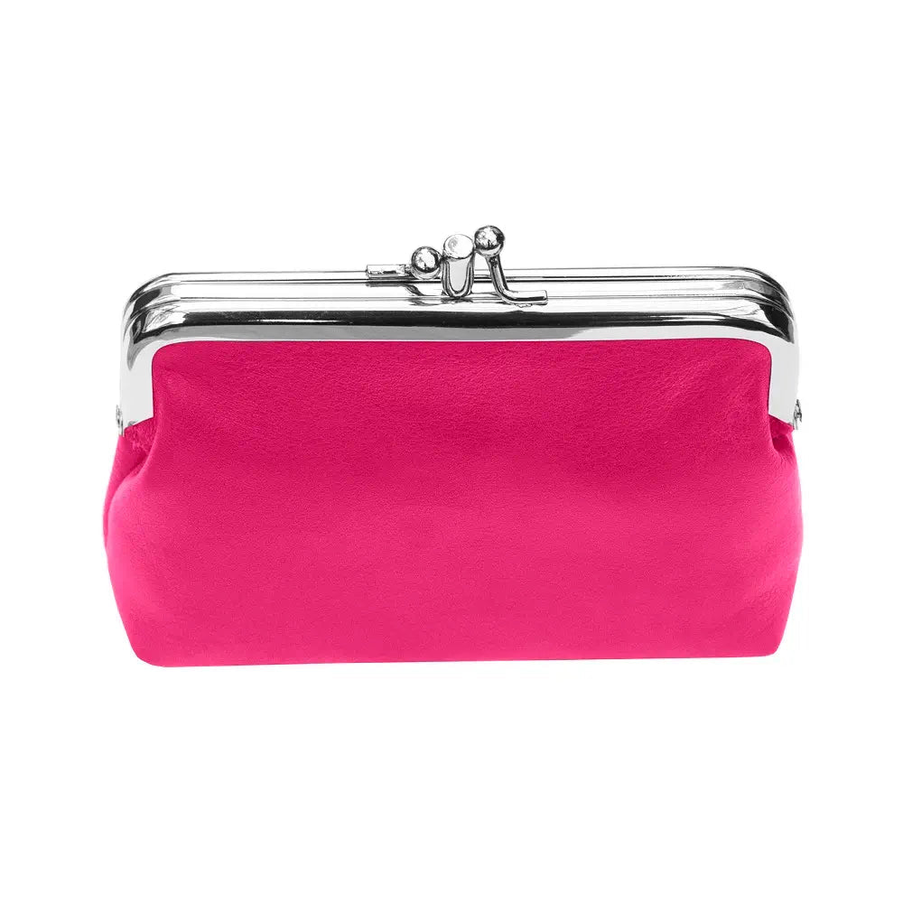 Leather RFID Clip Top Purse – Small Frame Coin Pouch