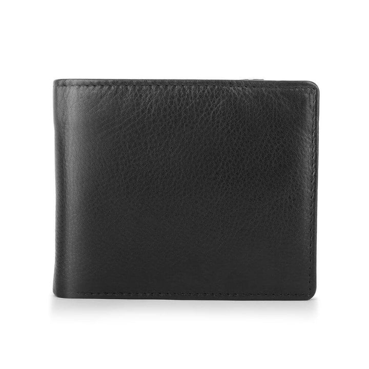 Leather Trifold Wallet with RFID & Elastic Closure - Rowan Hudson - Black