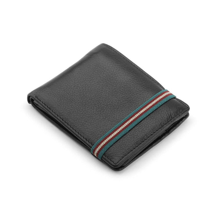 Leather Trifold Wallet with RFID & Elastic Closure - Rowan Hudson - Black