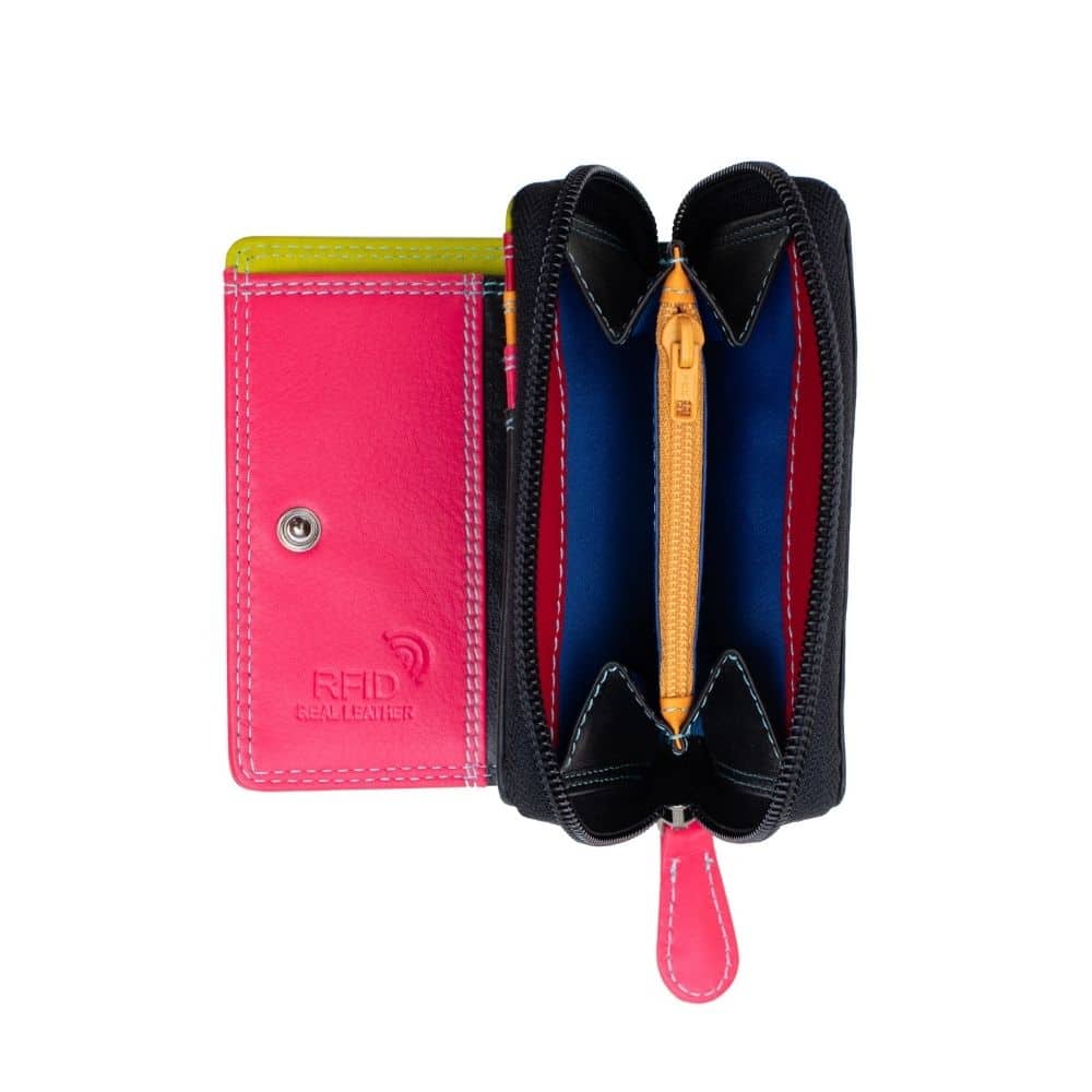 London RFID Small Multi Colour Purse / Black-Multi