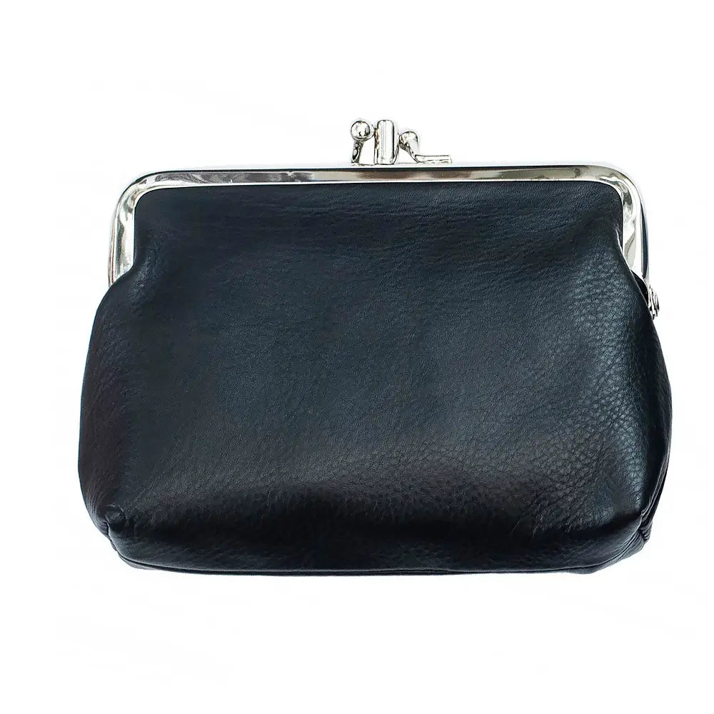 Leather RFID Clip Top Purse – Small Frame Coin Pouch