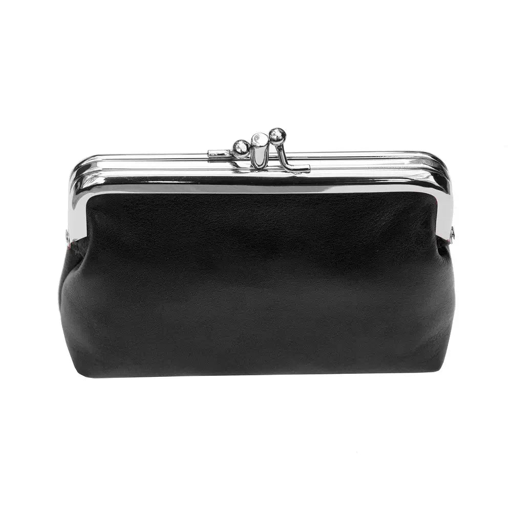 Leather RFID Clip Top Purse – Small Frame Coin Pouch