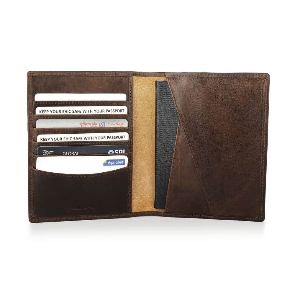 Leather-Lined Passport Wallet Sebastian Mayfair - Brown