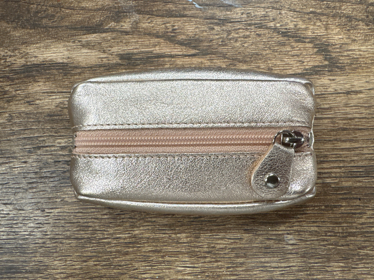 Small Leather Zipper Keyring Pouch